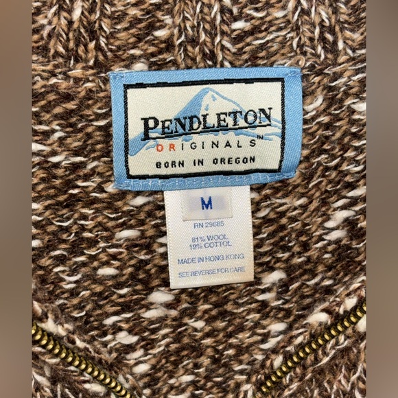 Vintage Unisex Pendleton Brown Zipper Cardigan Sweater Deer M - Picture 9 of 10